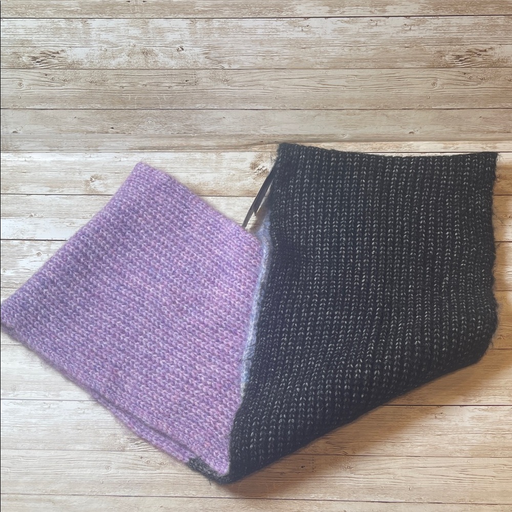 Elegant Black, Grey, Blue and Purple‎ Knit Scarf